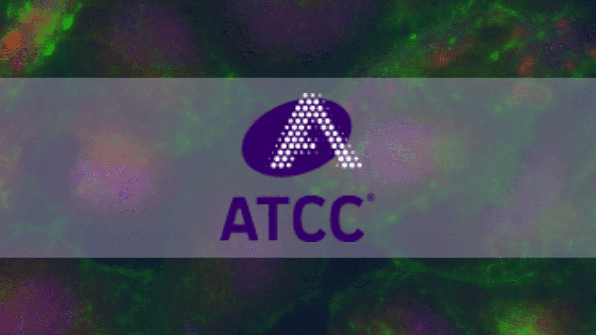 ATCC logo overtop microscope image of cells
